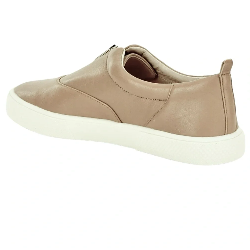 Antonio Melani Garta Suntan Beige Leather Zip Up Sneakers Women’s Size 10